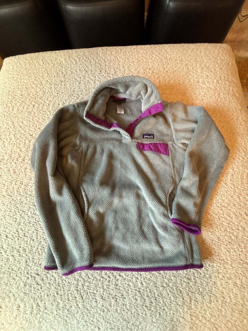 Patagonia Re-Tool Snap-T Fleece Pullover Size XS Gray Purple